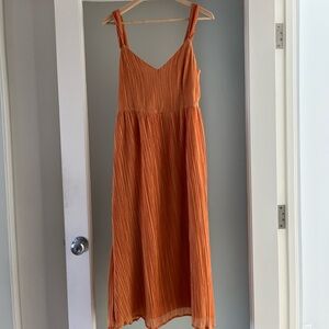 Express Orange Pleated Dress